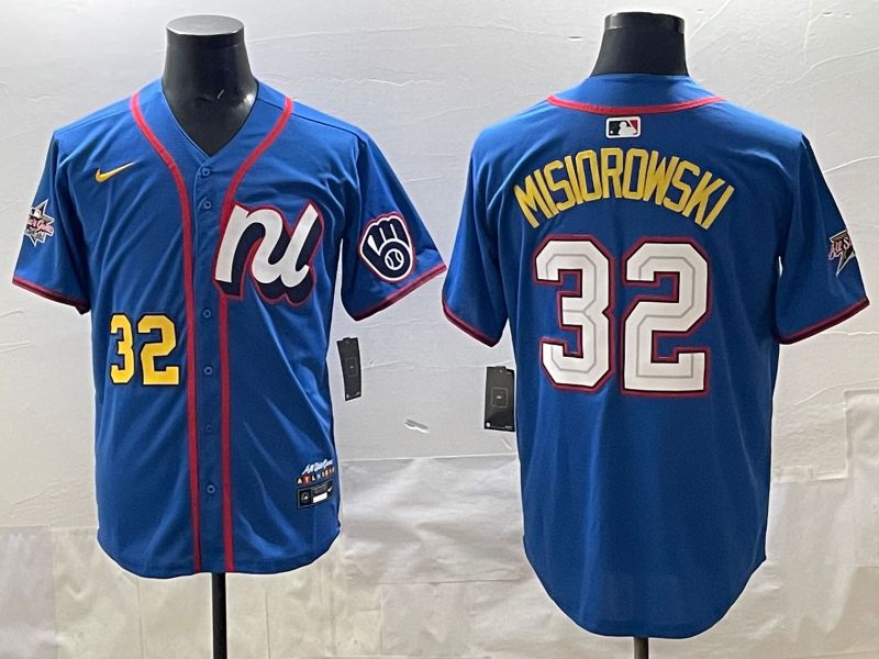 Men 2025 Milwaukee Brewers #32 Misiorowski Blue All star Nike MLB Jersey style 05